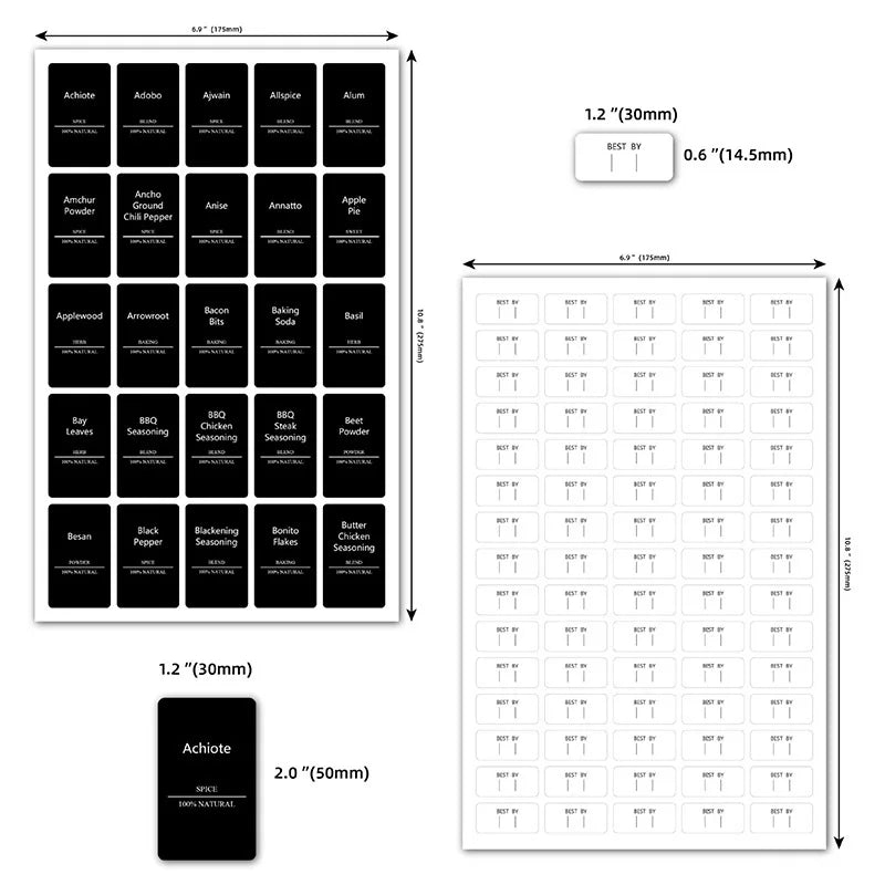 Pre-Printed Spice Jar Labels