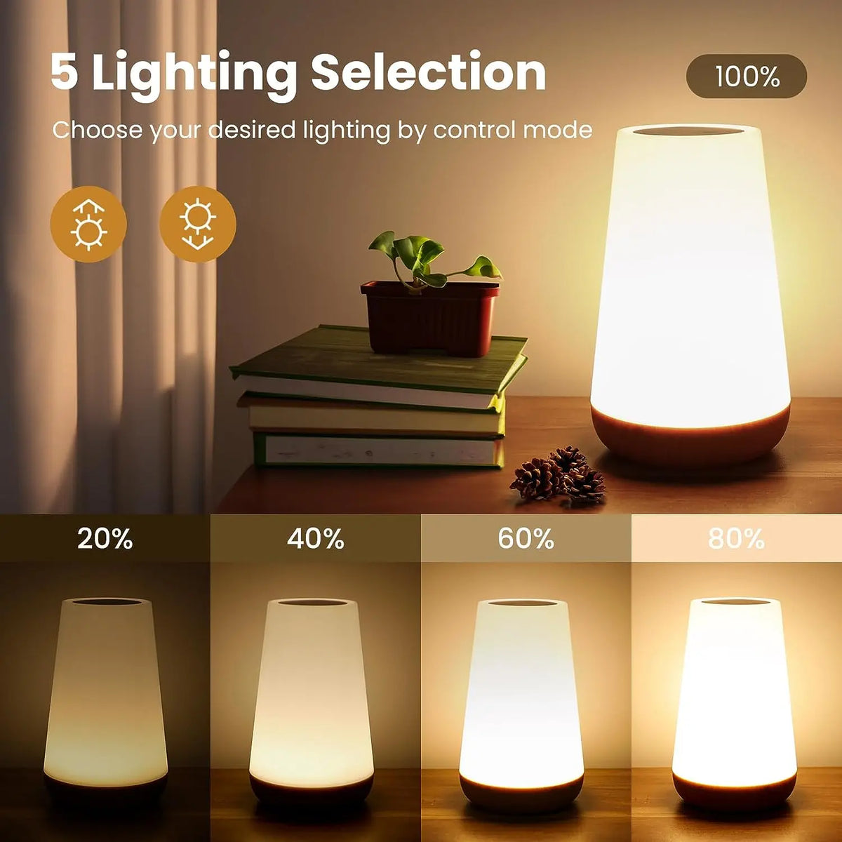 RGB Bedside Lamp with Touch and Remote Control