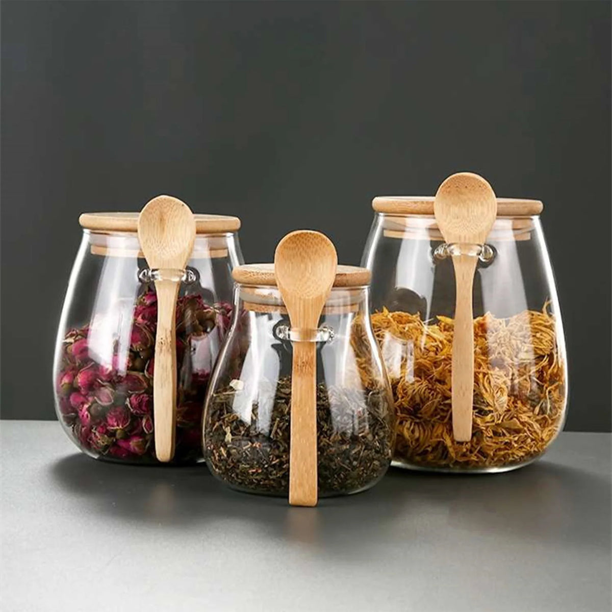 Glass Storage Jar with Lid and Spoon
