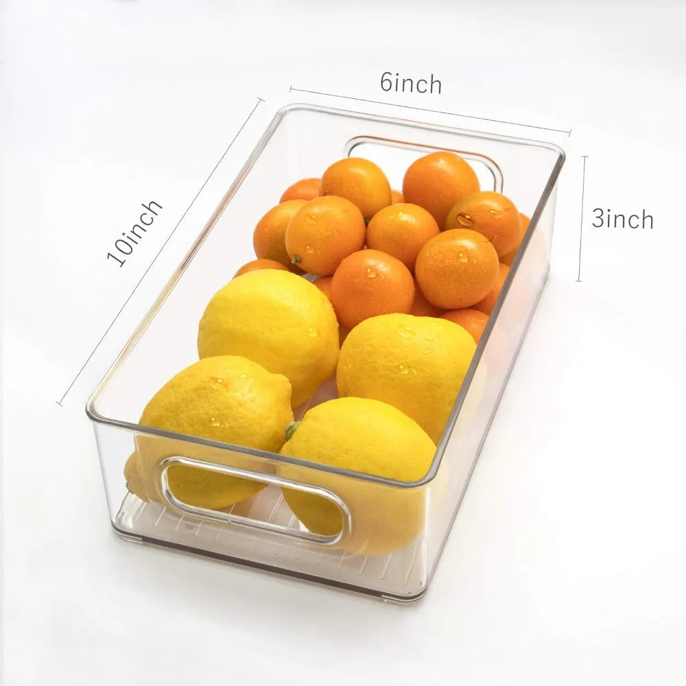 Stackable Clear Fridge Storage Boxes with Handles