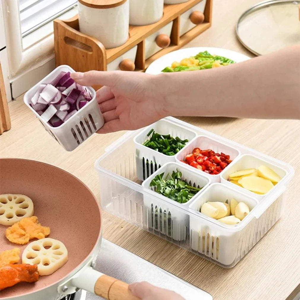 Fridge Storage Box with Removable Draining Baskets