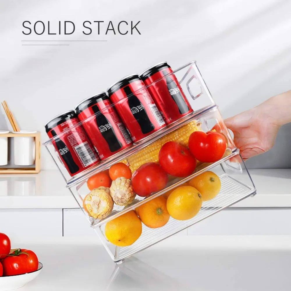 Stackable Clear Fridge Storage Boxes with Handles