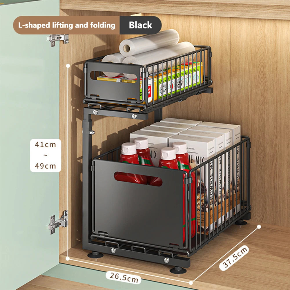 Adjustable Two-Tier Pull-Out Under Sink Organiser