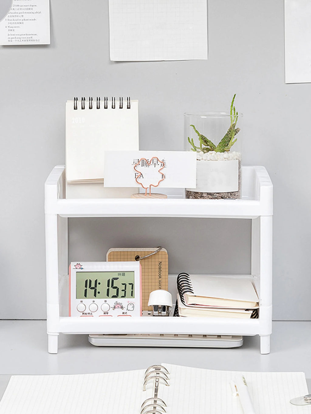 White Two-Tier Desk Organiser Shelf