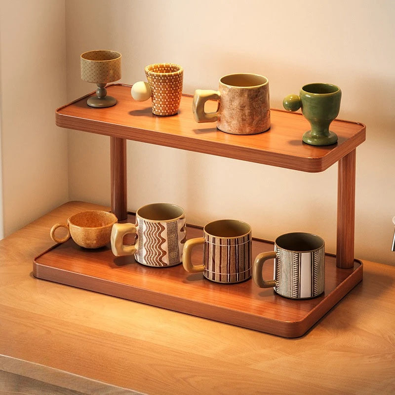 2-Tier Wooden Shelf Riser