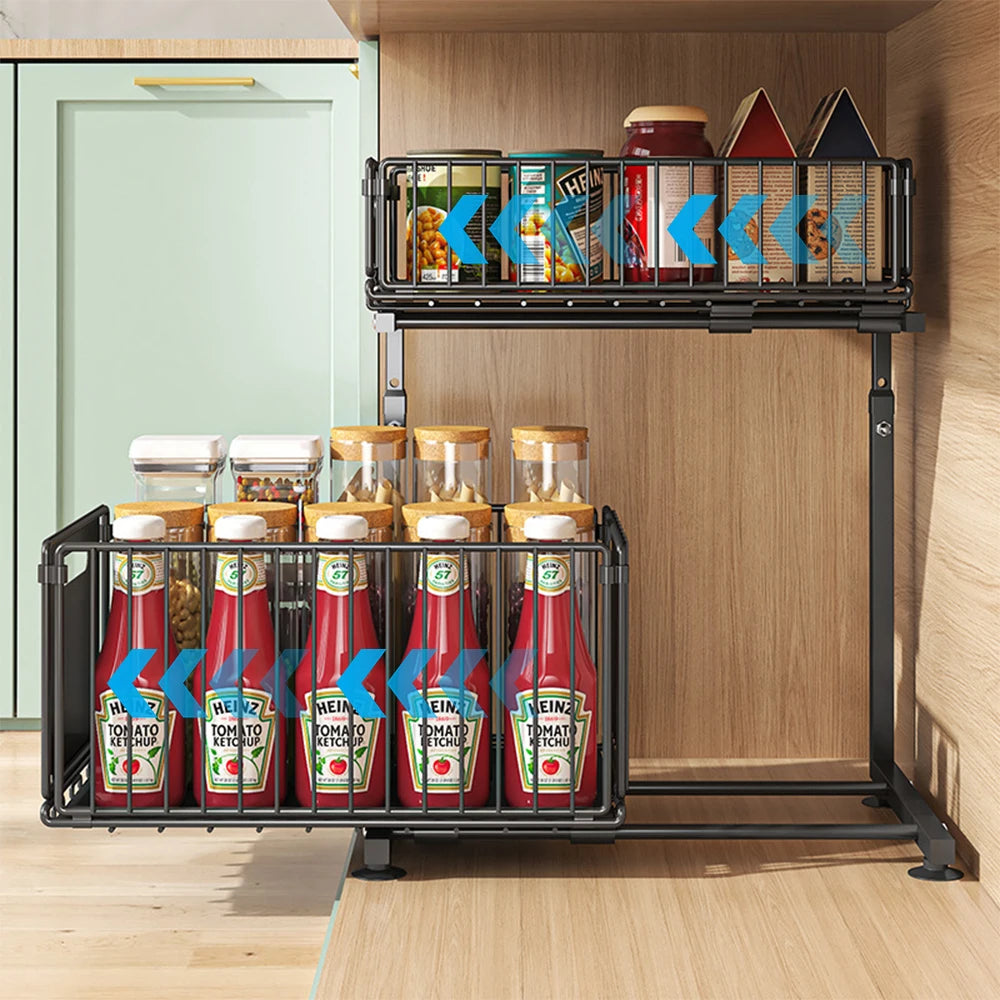 Adjustable Two-Tier Pull-Out Under Sink Organiser
