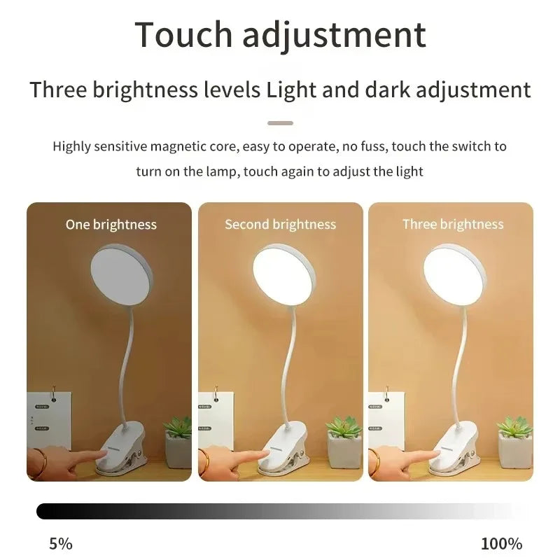 Rechargeable LED Clip-On Desk Lamp