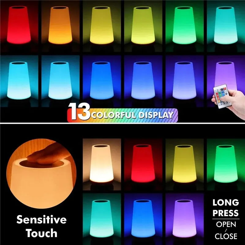 RGB Bedside Lamp with Touch and Remote Control