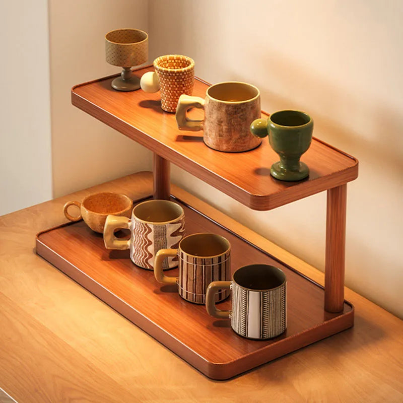 2-Tier Wooden Shelf Riser