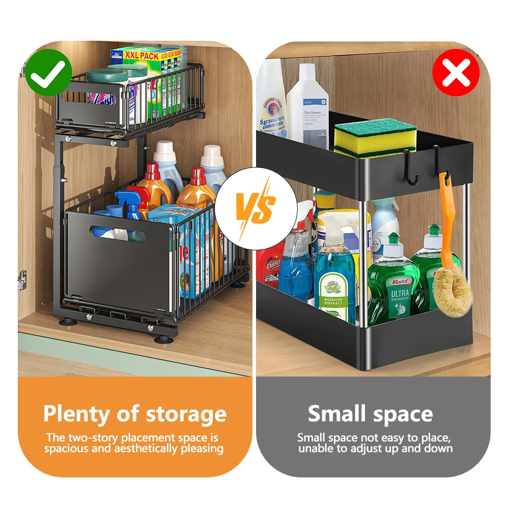 Adjustable Two-Tier Pull-Out Under Sink Organiser