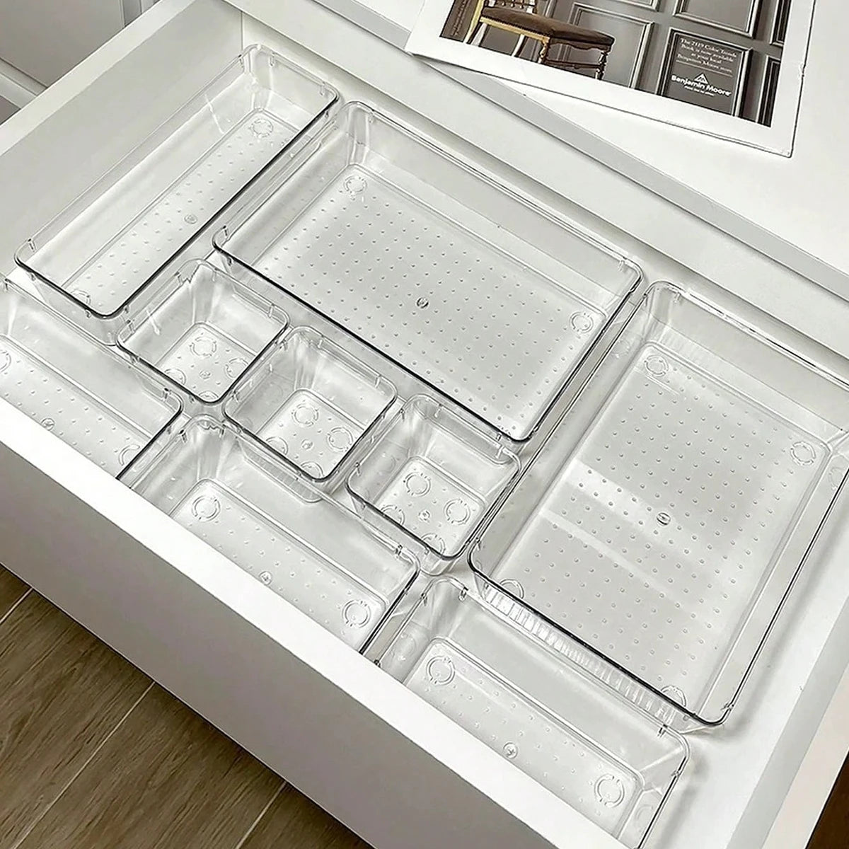 Seven-Piece Clear Drawer Organiser Set