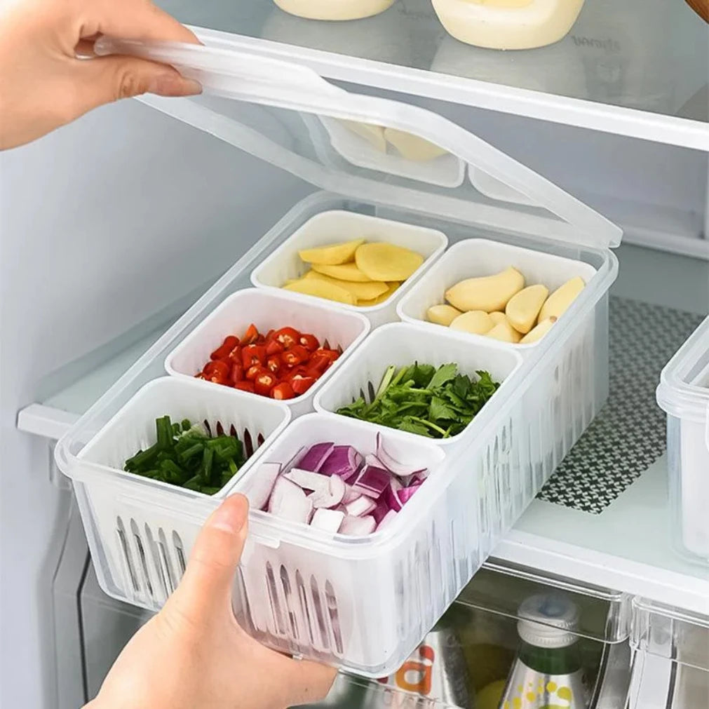 Fridge Storage Box with Removable Draining Baskets