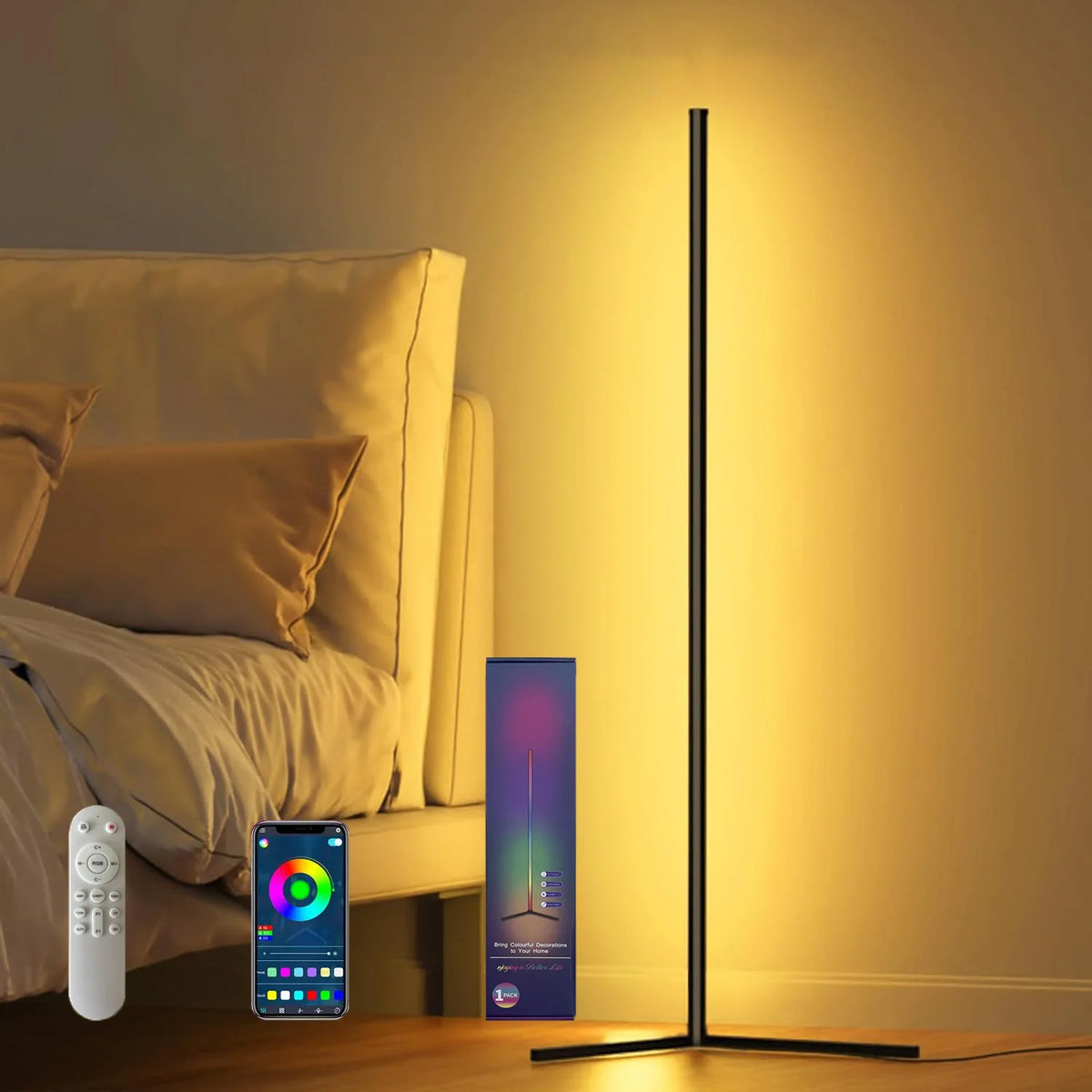 RGB Corner Floor Lamp with Remote Control