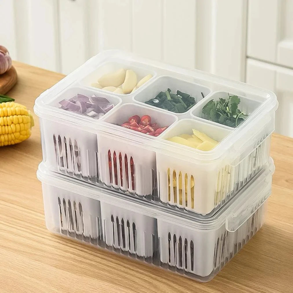 Fridge Storage Box with Removable Draining Baskets
