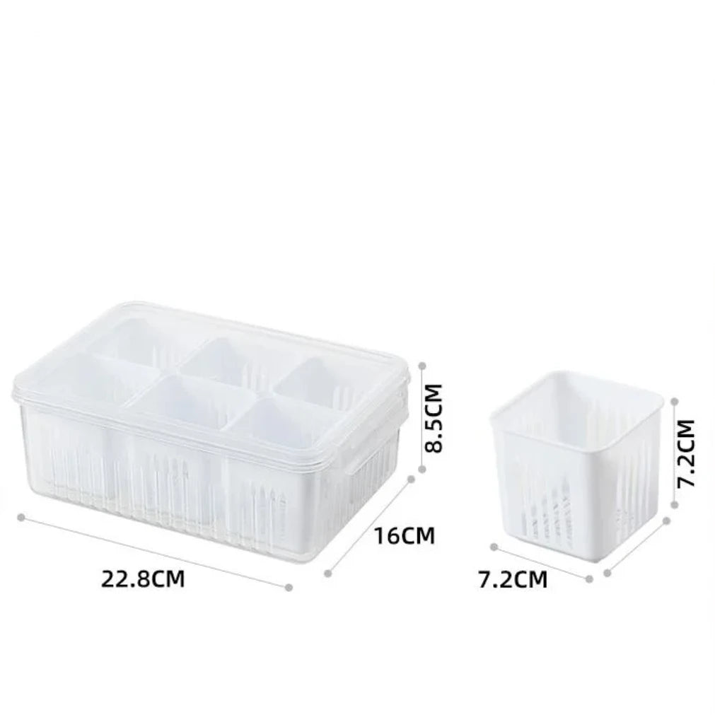 Fridge Storage Box with Removable Draining Baskets