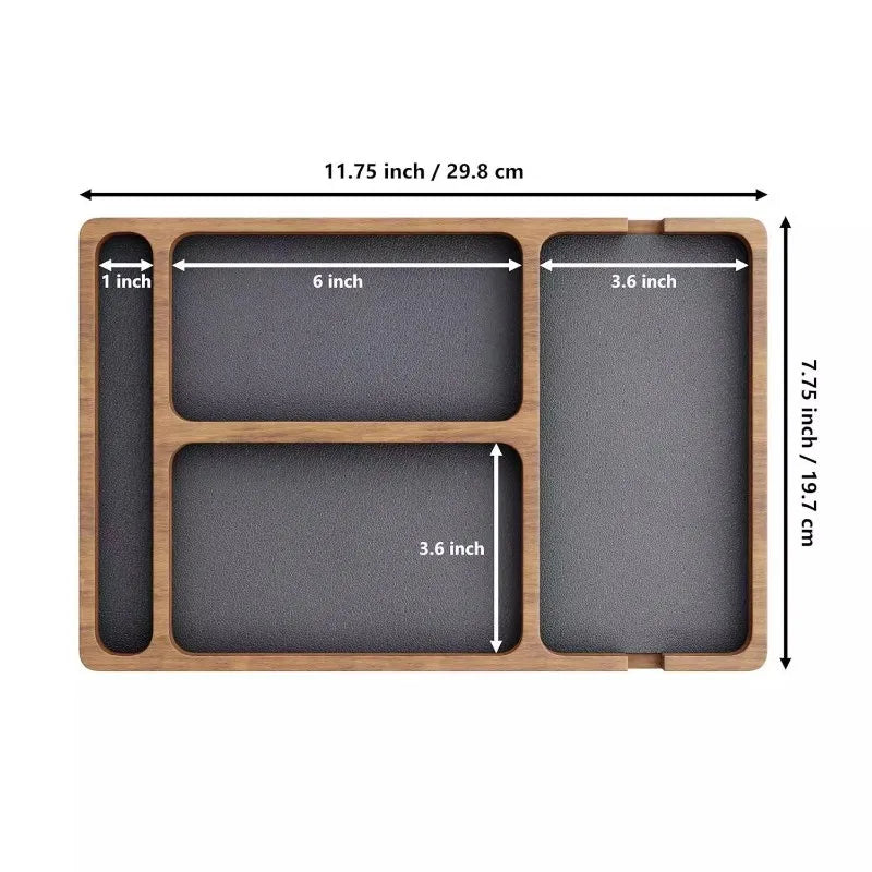 Wooden Desk Tray with Compartments