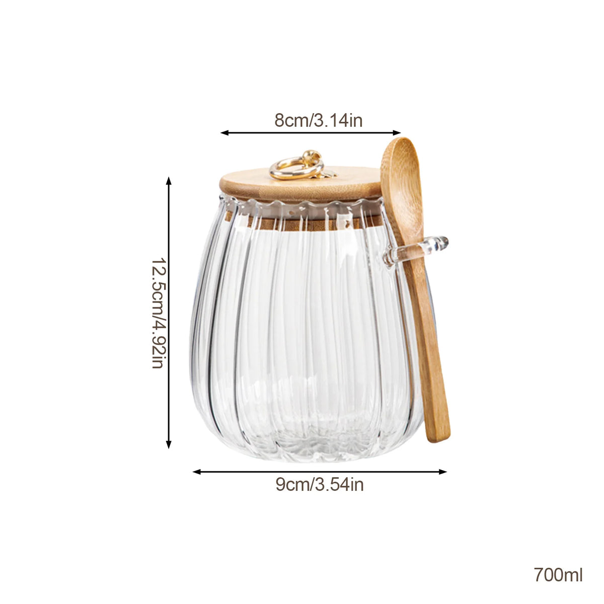 Glass Storage Jar with Lid and Spoon