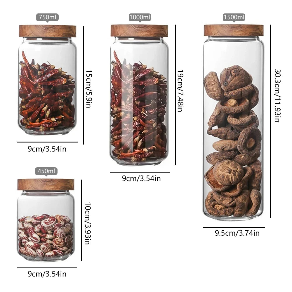 Glass Storage Jar with Acacia Wood Lid