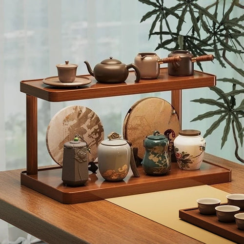 2-Tier Wooden Shelf Riser