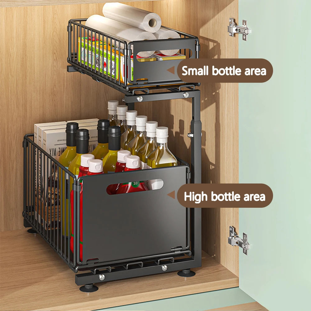 Adjustable Two-Tier Pull-Out Under Sink Organiser