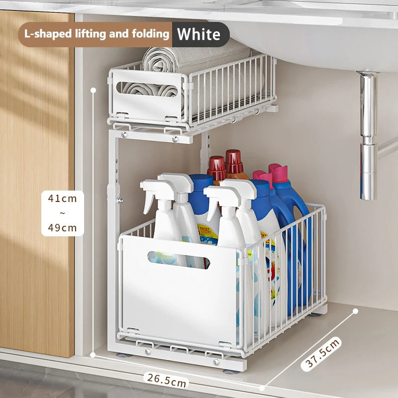 Adjustable Two-Tier Pull-Out Under Sink Organiser