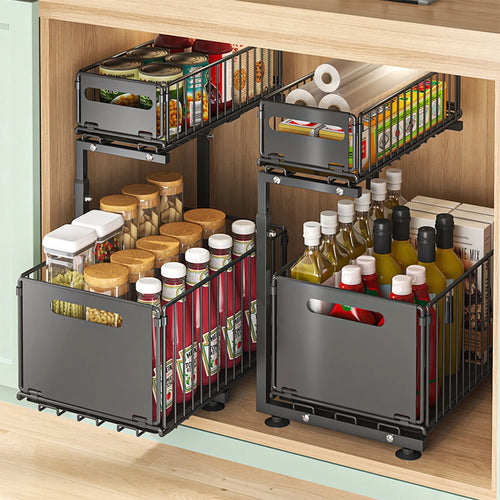 Adjustable Two-Tier Pull-Out Under Sink Organiser