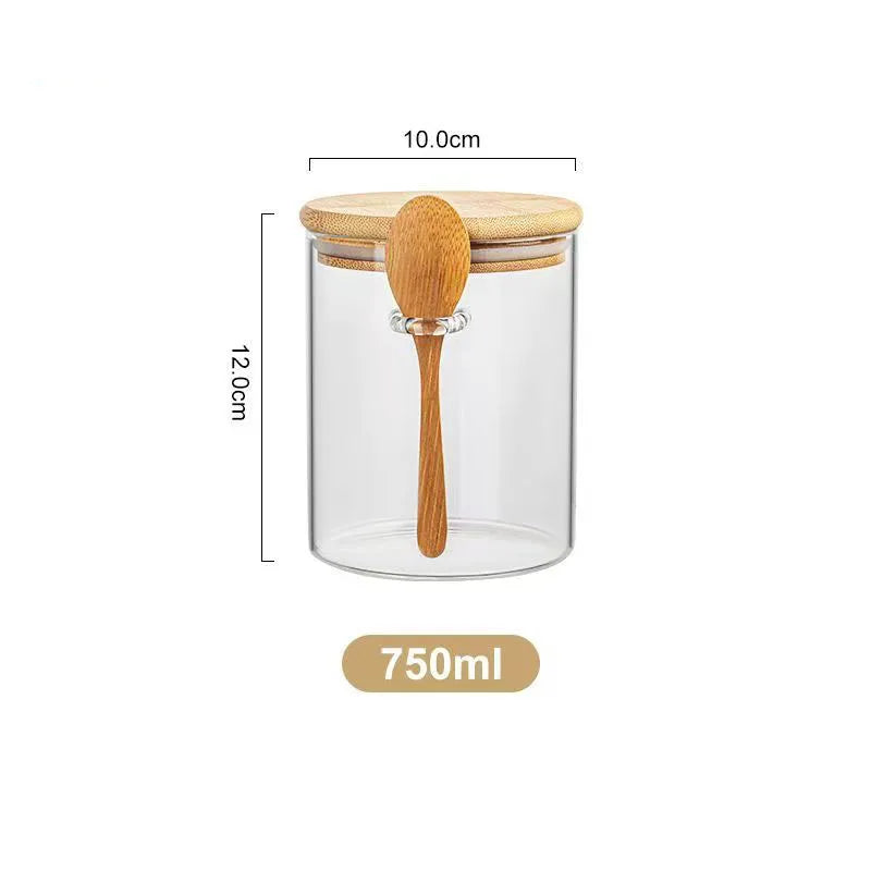 Glass Storage Jar with Lid and Spoon