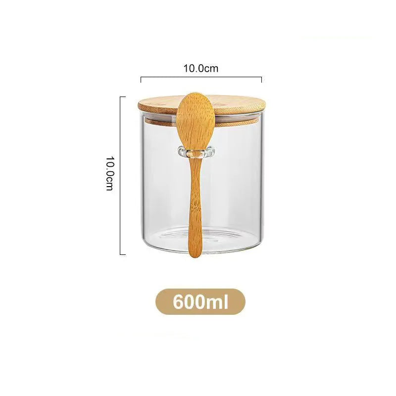 Glass Storage Jar with Lid and Spoon