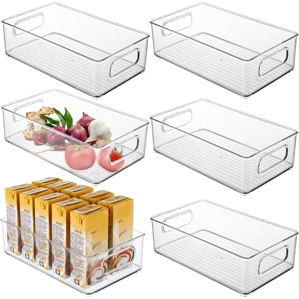 Stackable Clear Fridge Storage Boxes with Handles