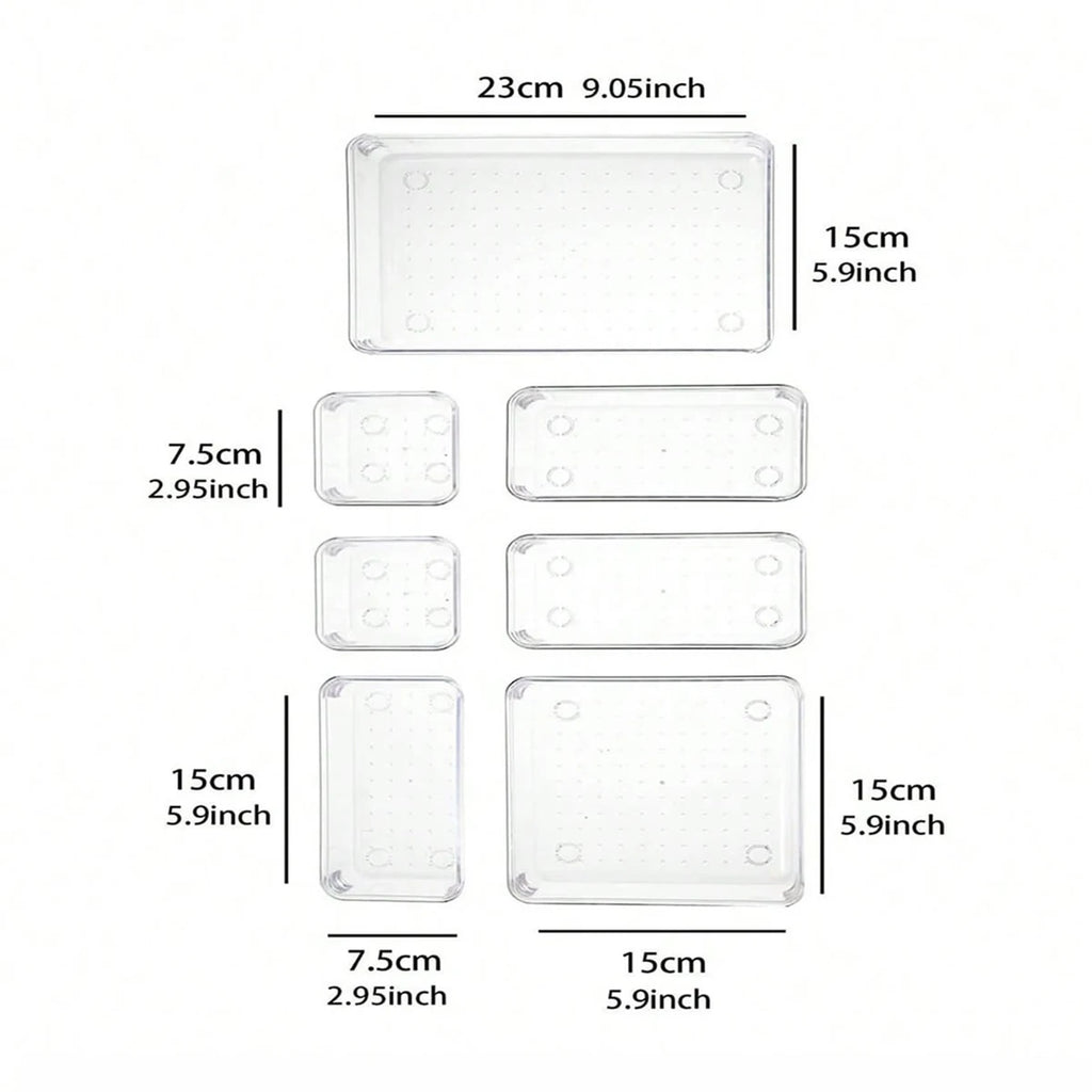 Seven-Piece Clear Drawer Organiser Set