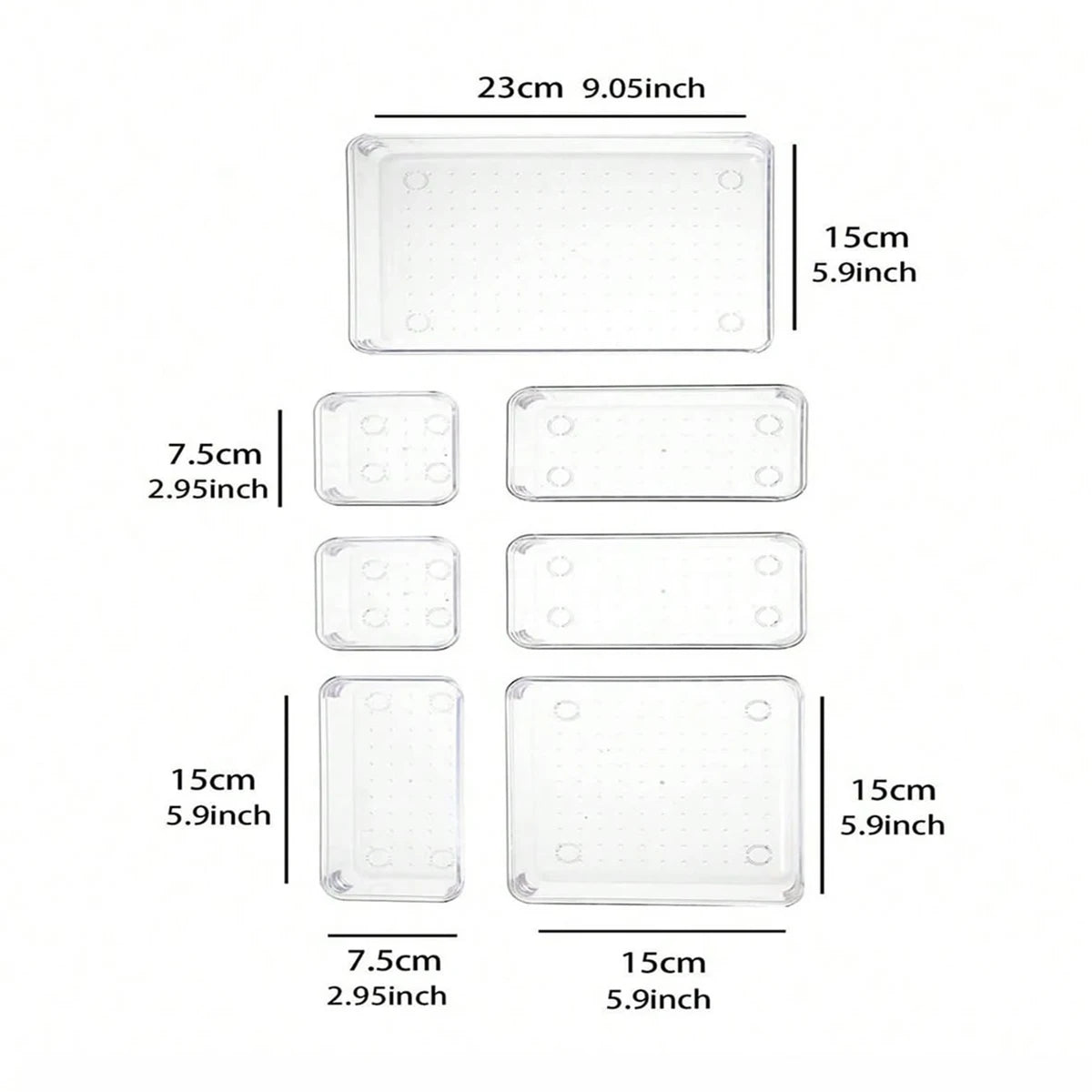 Seven-Piece Clear Drawer Organiser Set