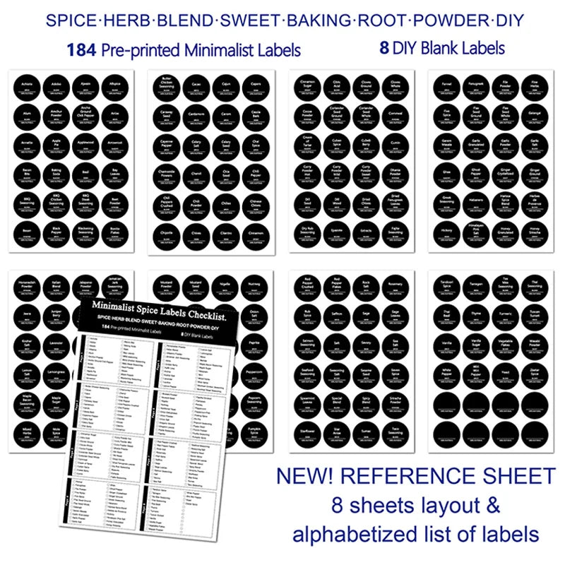 Pre-Printed Spice Jar Labels