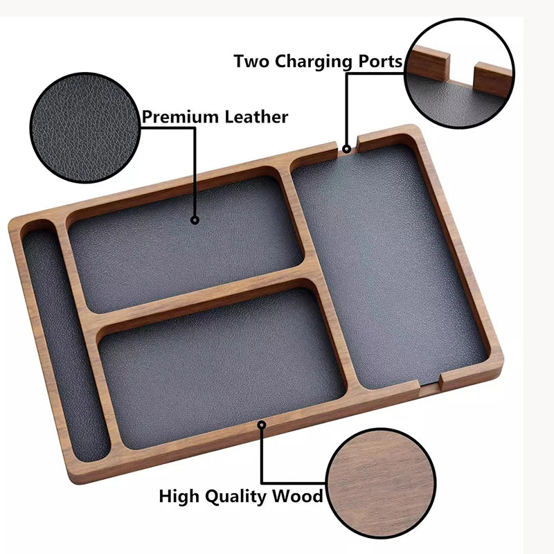 Wooden Desk Tray with Compartments