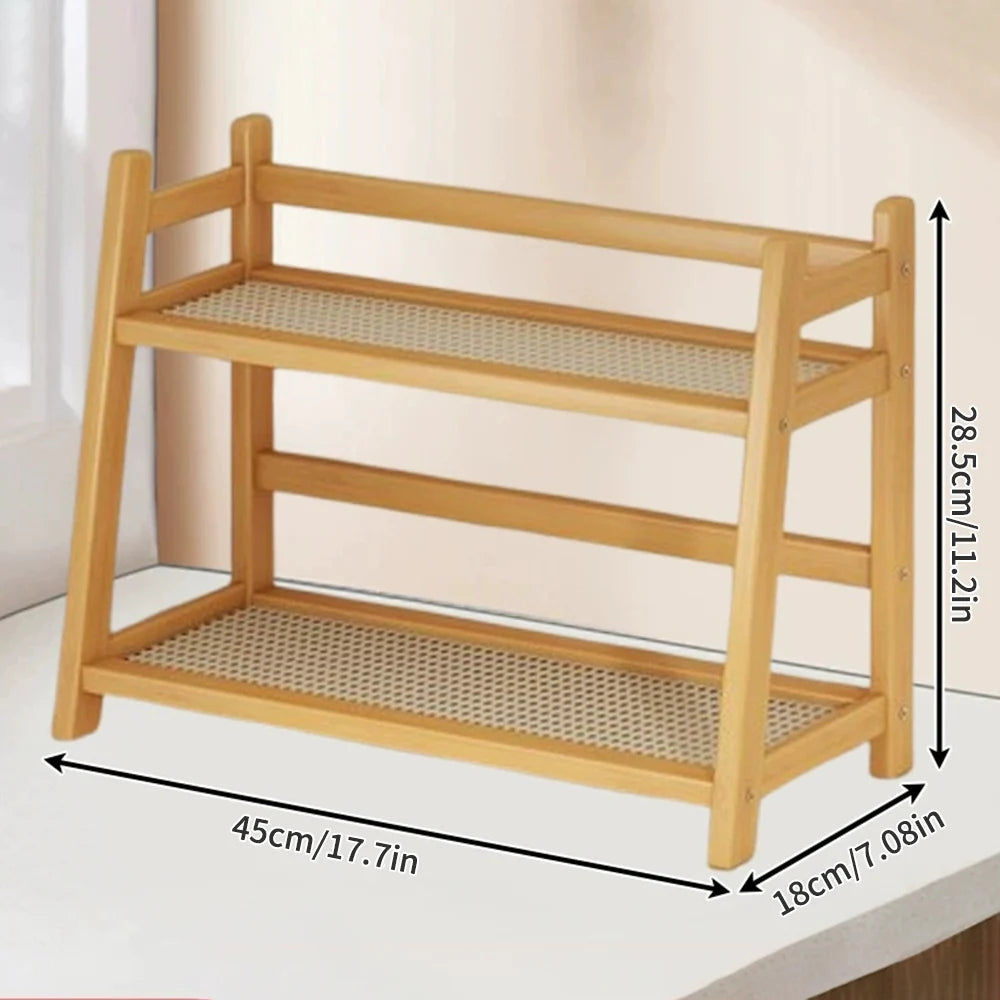 Two-Tier Bamboo Worktop Shelf