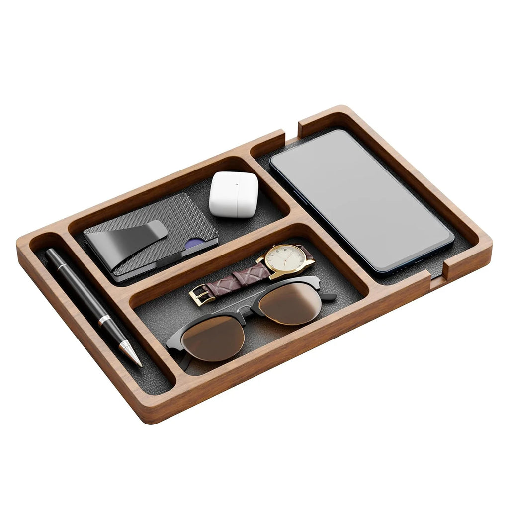 Wooden Desk Tray with Compartments