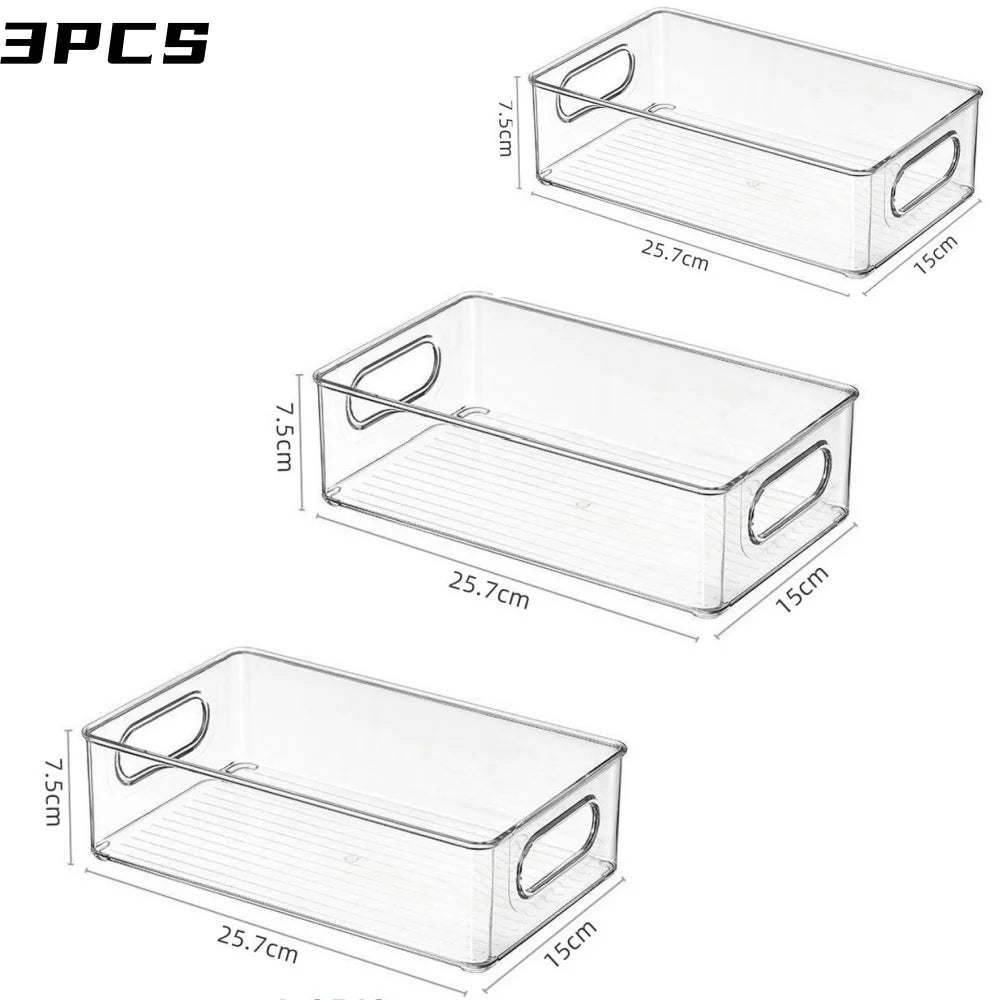 Stackable Clear Fridge Storage Boxes with Handles