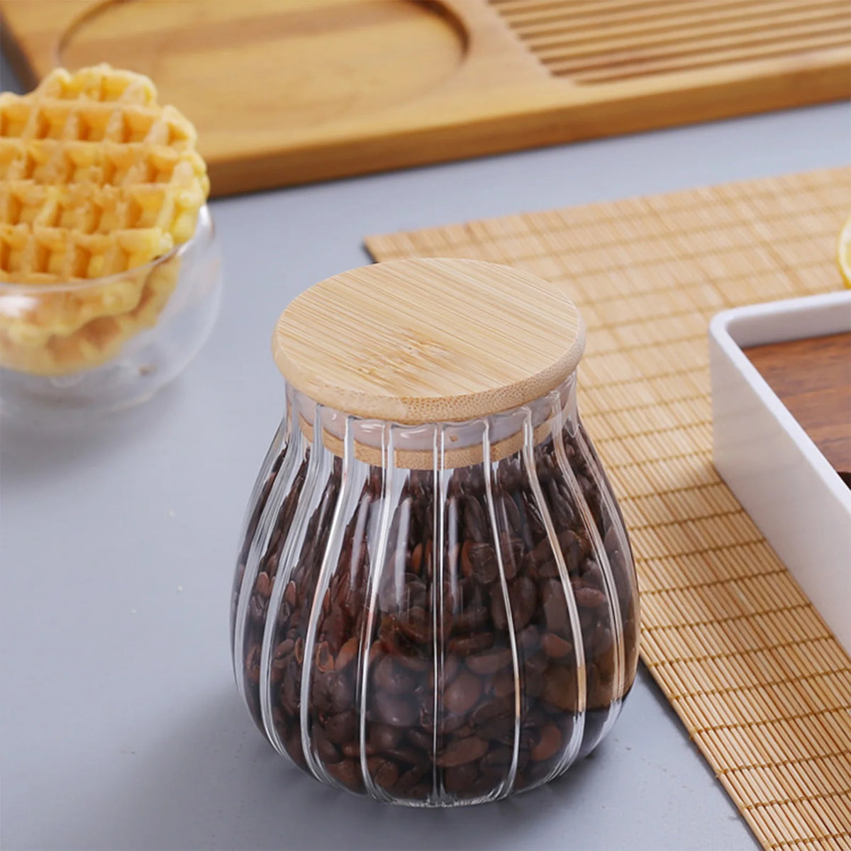 Glass Storage Jar with Lid and Spoon