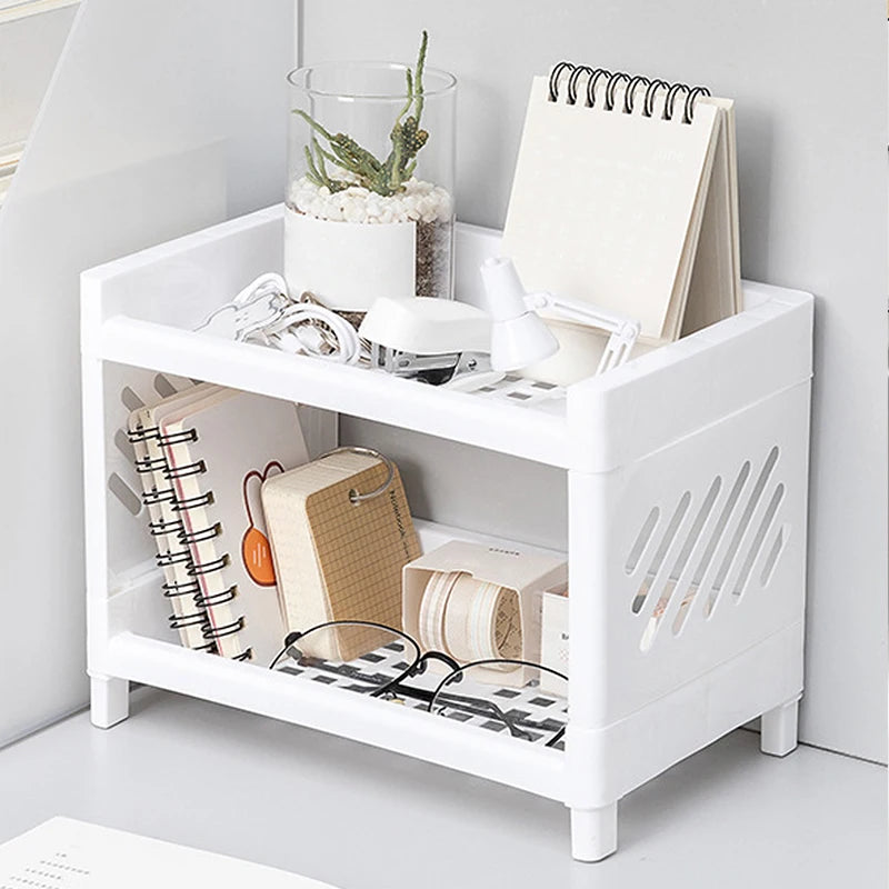 White Two-Tier Desk Organiser Shelf